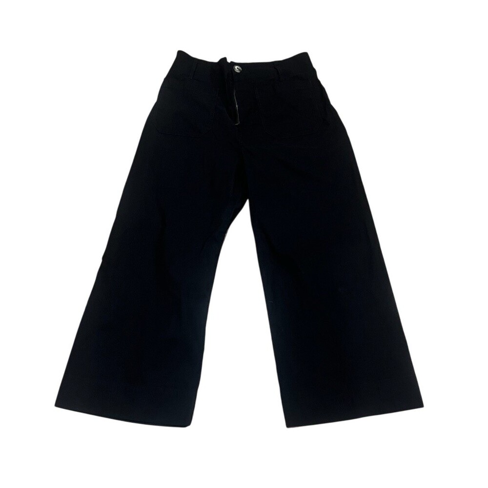 Maeve Anthropologie Pants Womens Size 30 Black High Rise Wide-Leg Cropped